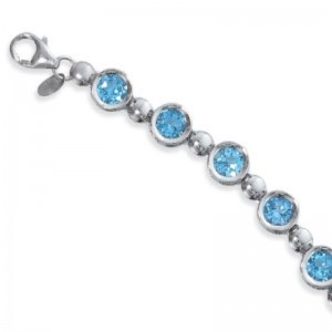 Pd Collection Sterling Silver 12-6mm Blue Topaz Bracelet