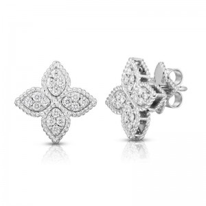 Roberto Coin 18K Princess Flower Medium Diamond Stud Earrings