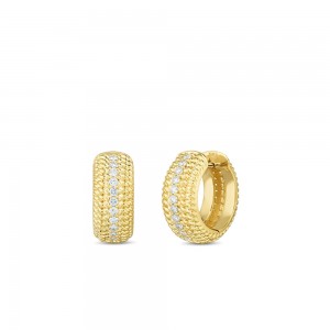 Roberto Coin Opera 18K Gold and Diamond Huggie Earrings