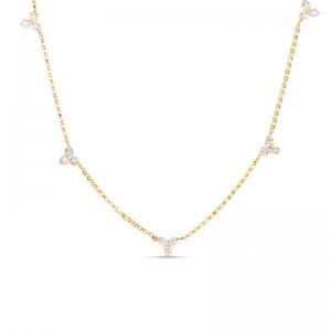 Roberto Coin 18K Yellow Gold Diamonds By The Inch 5 Station Flower Necklace