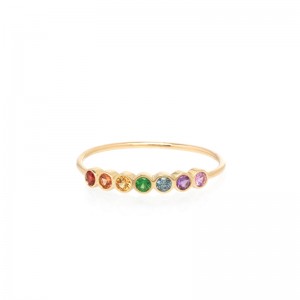 Zoe Chicco 7 Rainbow Sapphires Bezel Ring