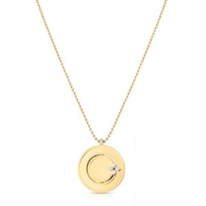 Roberto Coin 18K Yellow Gold Love in Verona 0.30cttw Diamond Large Medallion Necklace