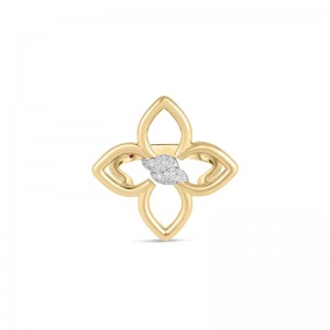18K Yellow Gold Cialoma Small Diamond Flower Ring BY Roberto Coin