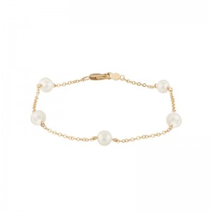 PD Collection 14K Yellow Gold Freshwater Pearl Station Bracelet