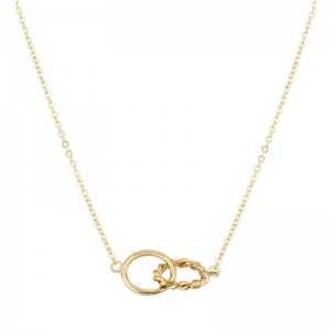 PD Collection 14K Yellow Gold Twist Double Interlocking Circle Necklace