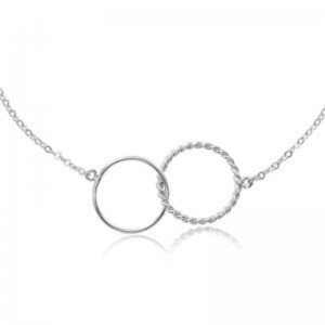 Sterling Silver Double Twist Interlocking Link Necklace By PD Collection