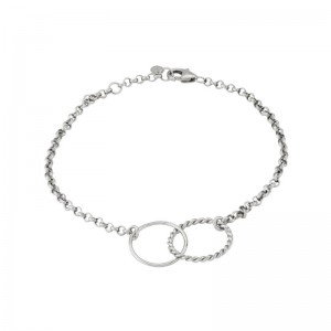 Pd Collection Sterling Silver Double Twist Interlocking Link Bracelet