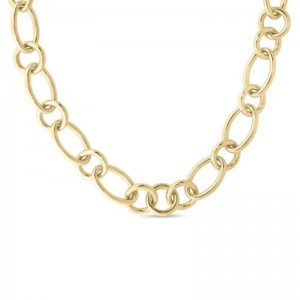 Roberto Coin Gold Designer Gold Alternating Round And Oval Link Chain Necklace