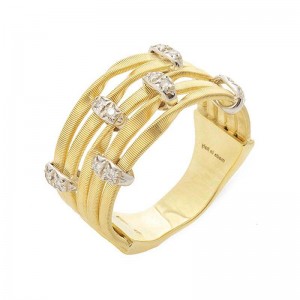 Marco Bicego 18K Yellow Gold Marrakech Onde Diamond Ring Size 7 .09Ctw
