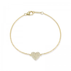 PD Collection 14K Yellow Gold Pave Heart Bracelet