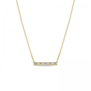 14k Diamond 5 Graduated Prong Necklace By Zoe Chicco