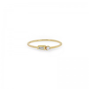 14K Tapered Baguette Diamond & Prong Diamond Ring By Zoe Chicco