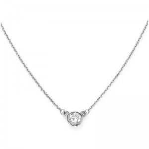 14K White Gold 3.4Mm Solitaire Necklace 18