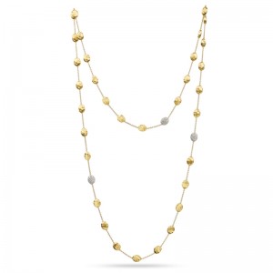 Marco Bicego 0.87Ctw Diamond Siviglia Large Bead Long Necklace Set In 18K White And Yellow Gold By Marco Bicego