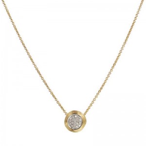 Marco Bicego 18K Yellow Gold Delicati Collection Pave Diamond Bead Pendant Necklace .15Ctw 16.5