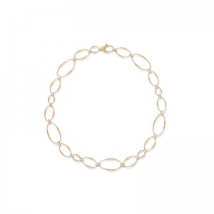 18K Yellow Gold and Diamond Flat Link Collar Necklace