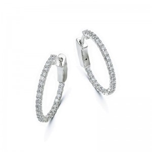 PD Collection 14k Diamond Hoop Earrings