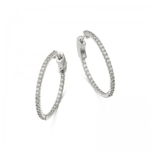 PD Collection Inside Out U Prong Diamond Hoop Earrings