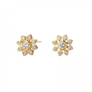 Mogul Flower Stud Earrings With Champagne Diamonds