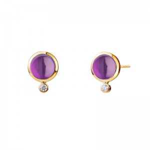 Small Candy Amethyst And Drop Diamonds 0.05Ctw Stud Earrings