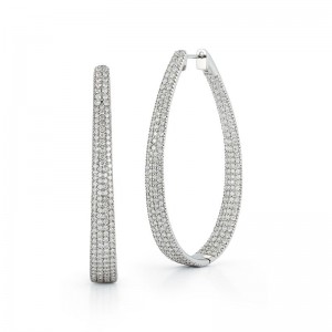 PD Collection White Gold Oval Diamond Earring
