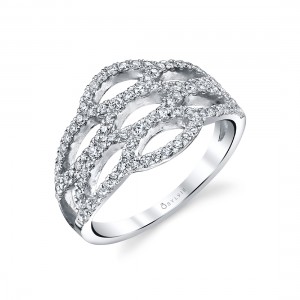 Sylvie 14K White .57Ctw Honey Comb Diamond Fashion Ring