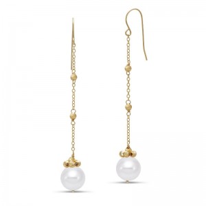 PD Collection 14k Pearl Chain Drop Earrings