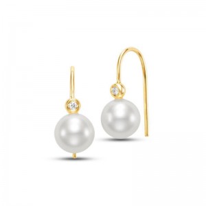 PD Collection 14k Diamond and Freshwater Pearl Earrings
