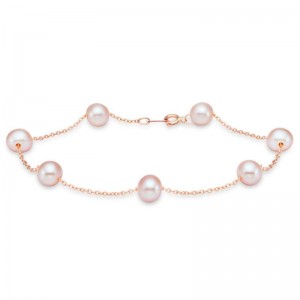 PD Collection Rose Gold Tin Cup Pearl Bracelet
