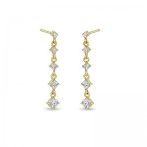 14k Diamond 5 Linked Prong Set Graduated Drop Earrings BY Zoe Chicco