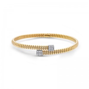PD Collection 18K White And Yellow Gold Bypass Bangle