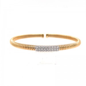 PD Collection 18K White And Yellow Gold Diamond Station With 18 Diamons Bangle Bracelet
