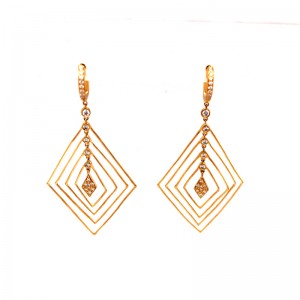 PD Collection 18K Yellow Gold Geometic Drop Earrings