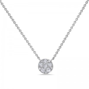 PD Collection 18K White Gold Diamond Cluster Pendant Necklace