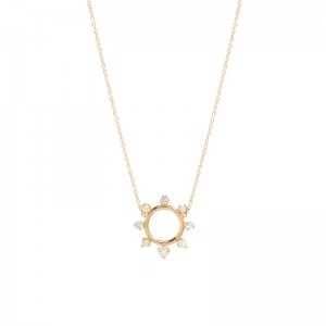 Zoe Chicco Prong Diamond Sunburst Circle Necklace