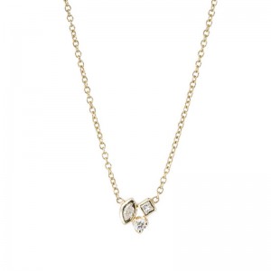 Zoe Chicco Gold Bezel-Set Mixed Diamond Cluster Necklace