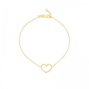 PD Collection 14K Yellow Gold Station Open Heart Bracelet