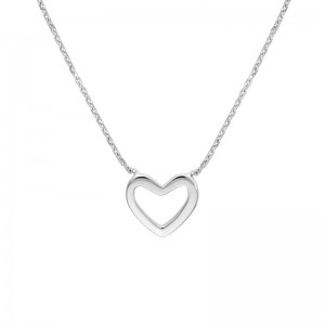 PD Collection 14K White Gold Open Heart Necklace