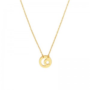 PD Collection Cutout Moon And Star Mini Disc Necklace 18