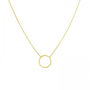 PD Collection 14K Yellow Gold Open Wire Circle Necklace 18