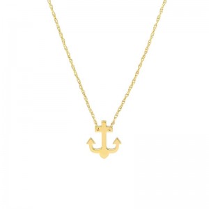 PD Collection 14K Yellow Gold Mini Anchor Station Necklace 18
