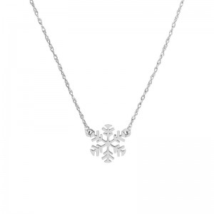PD Collection 14K White Gold Mini Snowflake Station Necklace 18