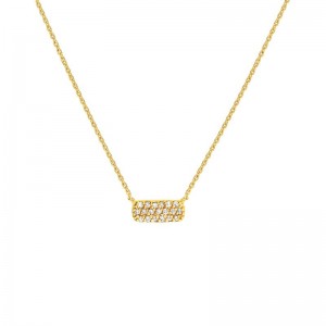 PD Collection 14K Yellow Gold Diamond Sideways Pave Dog Tag Necklace