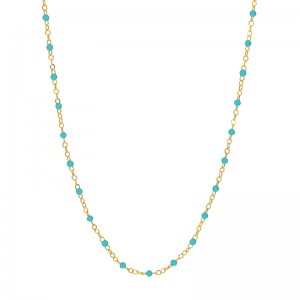 PD Collection 14K Yellow Gold Turquoise Enamel Bead Necklace