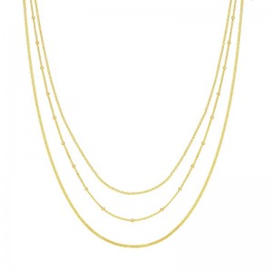 PD Collection 14K Yellow Gold Triple Strand Necklace
