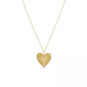 Zoe Chicco 14k Diamond Medium Radiant Heart Bezel Medallion Necklace