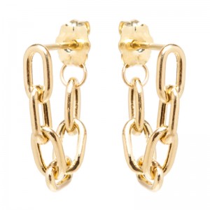 14k Medium Square Oval Link Chain Huggie Hoops By Zoe Chicco