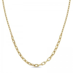 14k Mixed Small & Medium Square Oval Link Chain Station Necklace By Zoe Chicco