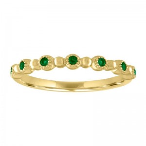 My Story Yellow Gold Emerald 7 Stone  Stackable Band