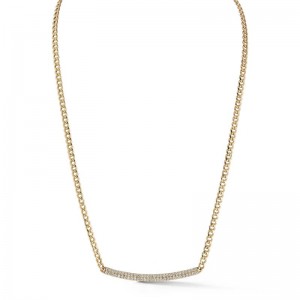 14K Yellow Gold Sylvie Rose Cuban Chain Long Bar Necklace